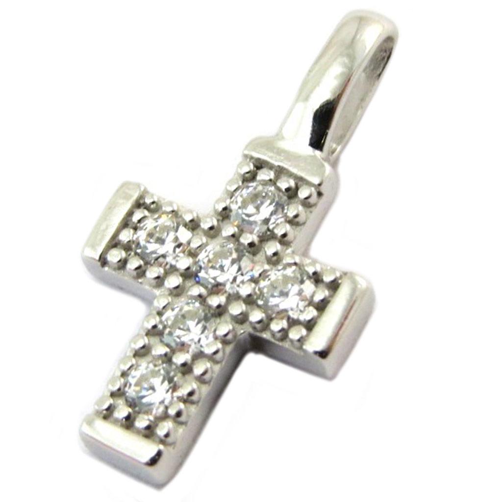 Altesse [P3385] - Pendentif argenté 'Croix Pureté' blanc argenté (rhodié) - 10x8 mm