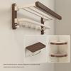 Handon Walnut Finish Punch-Free Bathroom Shelf & Towel Rack 3-Piece Set