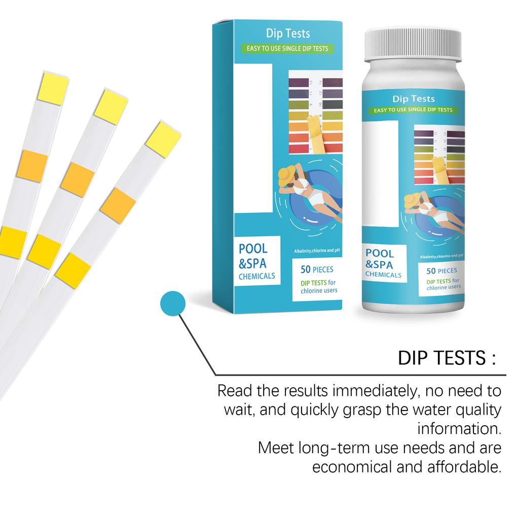 50 Pieces 3 In 1 Swimming Pool Test Strips Water Quality Testing Kits High Accuracy Chlorine Detection Tester Paper