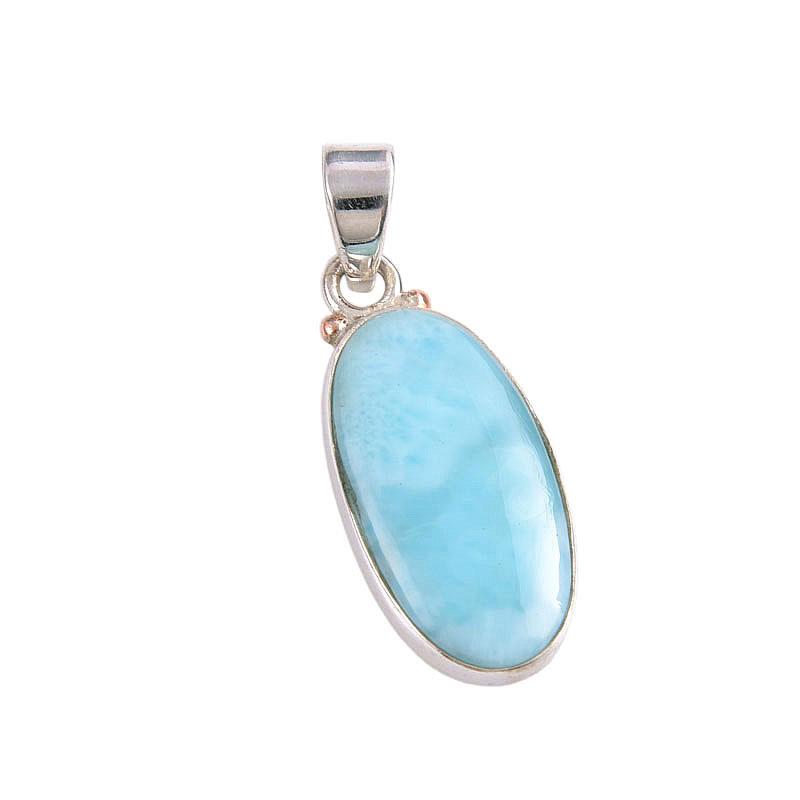 Natural Republic Larimar Gemstone 925 Solid Sterling Silver Pendant 1.25'' i7y17