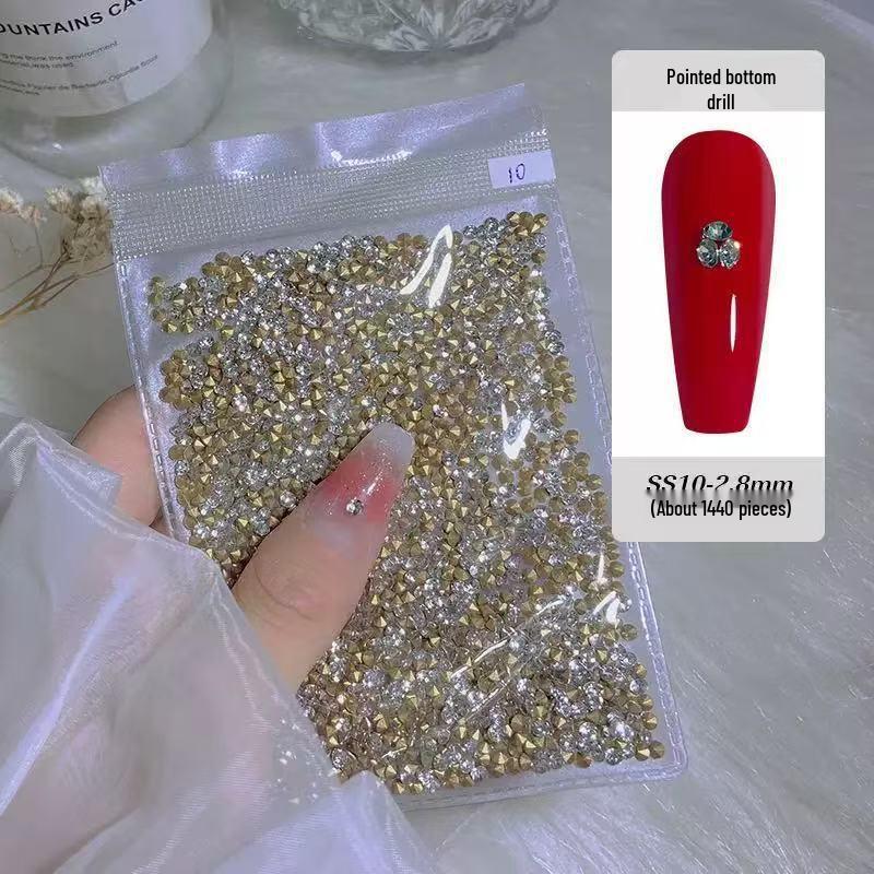 3D Pointed Back Czech Rhinestones Nail Art Decorations - 1440 Pieces