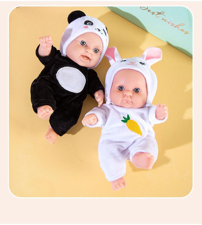 Adorable 8-inch Plush Reborn Doll Panda Realistic Baby Toy Birthday Gift For Girls