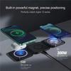 3 In 1 Magnetic Wireless Charger Dock Stand for MagSafe iPhone 16 15 14 13 12 Pro Max Apple Watch 10 9 8 7 AirPods Fast Charging