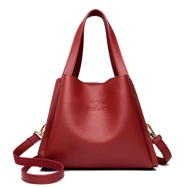 

Мягкая кожаная сумка-шоппер для женщин Высококачественные сумки Однотонная сумка через плечо