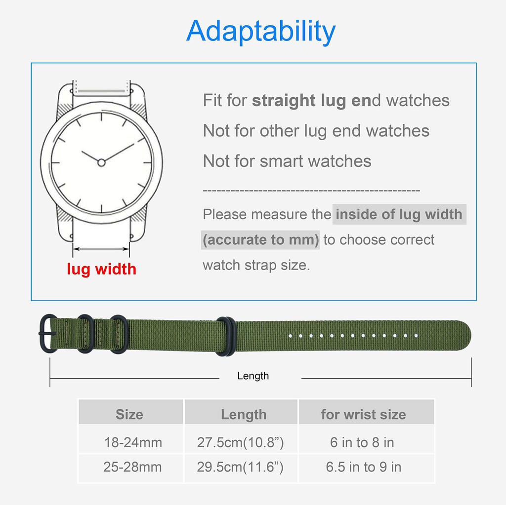 28mm Gray Ballistic Nylon Watch One Easy Interchangeable Band Strap, Piece,