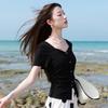 Sancai Plus Size Women's Square Neck Short Sleeve T-Shirt