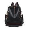 Women's Woven Soft Leather Backpack Large Capacity Color Contrast Multi-Purpose Travel Backpack