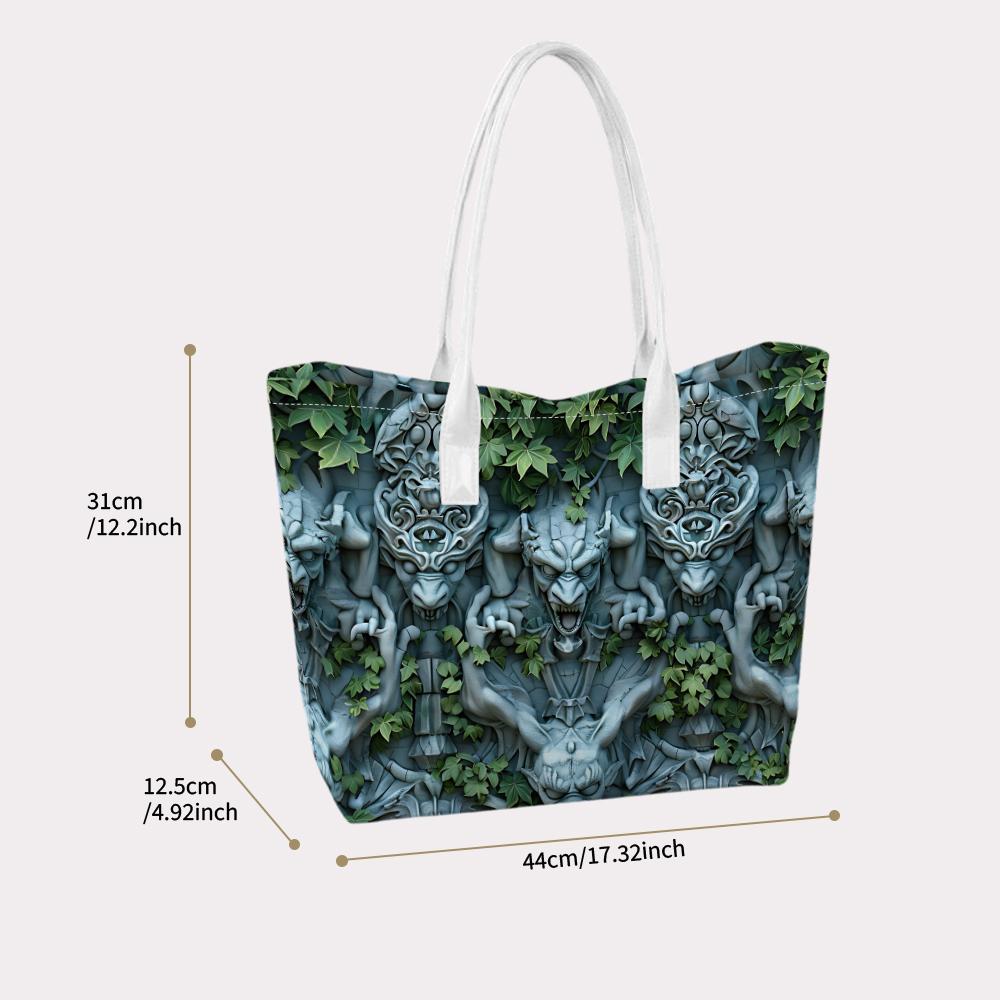 Gothic Gargoyle Print Tote Bag Fashion Large Capacity Daily Shoulder Bag for Outdoor Shopping Travel Use