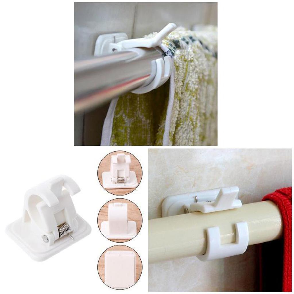 Shower Curtain Rod End Fixing Clips No Drill Bathroom Tension Rod Wall Mount Brackets for Kitchen Bathroom Poles 1-2cm
