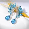 Water Crystal Drop Earrings With Flower Design For Elegant Weddings