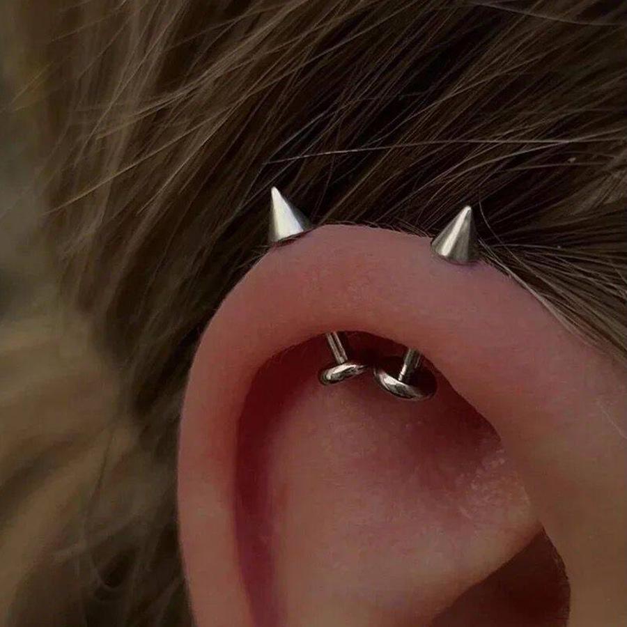 F-136 Titanium Internal Thread Lip and Ear Studs - Cone Shape Devil Piercing Jewelry