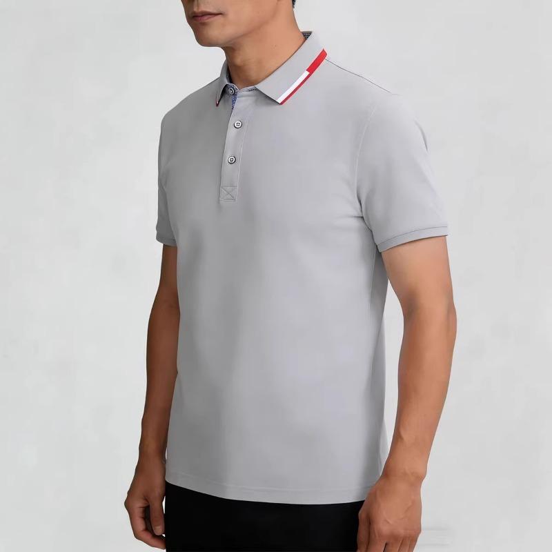 Men Contrast Collar Short Sleeve Polo Shirt Casual Top