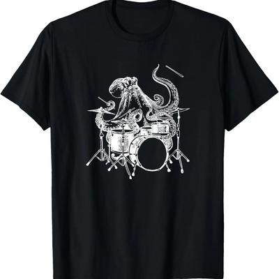 SEEMBO Octopus Playing Drums Drummer Drumming Musician Band T-Shirt