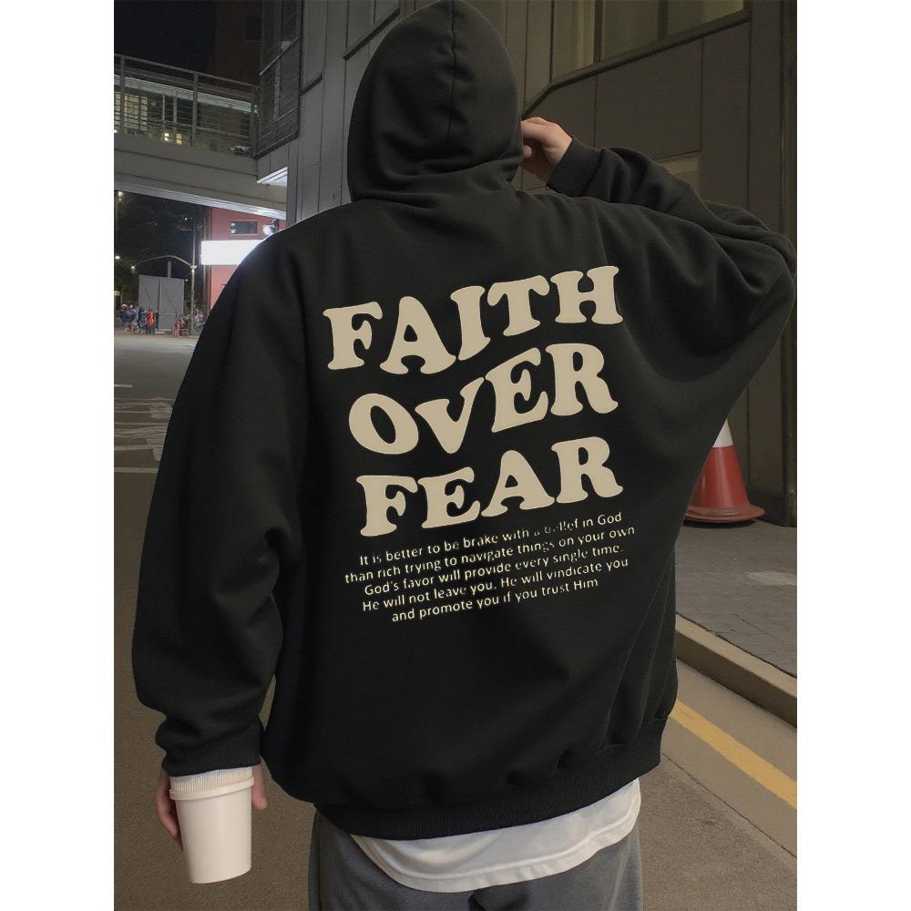 Hoodie for Men Women Street Wear Faith Over Fear Design Graphic Hoodies Wearing in Spring Autumn and Winter Sweatshirt