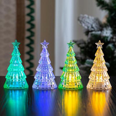 Christmas Tree Night Light Decoration Mini Xmas Tree Decorative Lamp Battery Powered 3D Tree LED Table Light Home Ornament