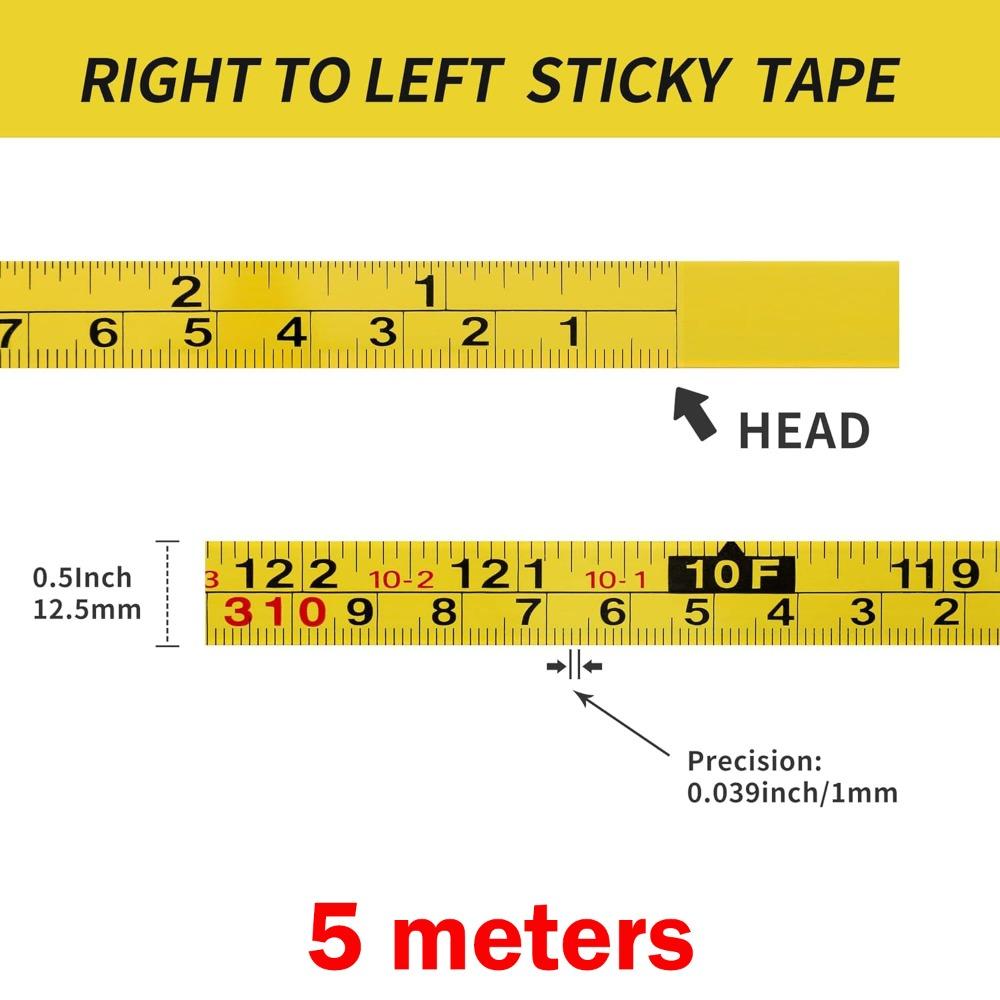 Durable Self-Adhesive Measuring Tape Imperial and Metric Scales Steel Metal Tape Measure Left-Right Reading Ruler Drafting