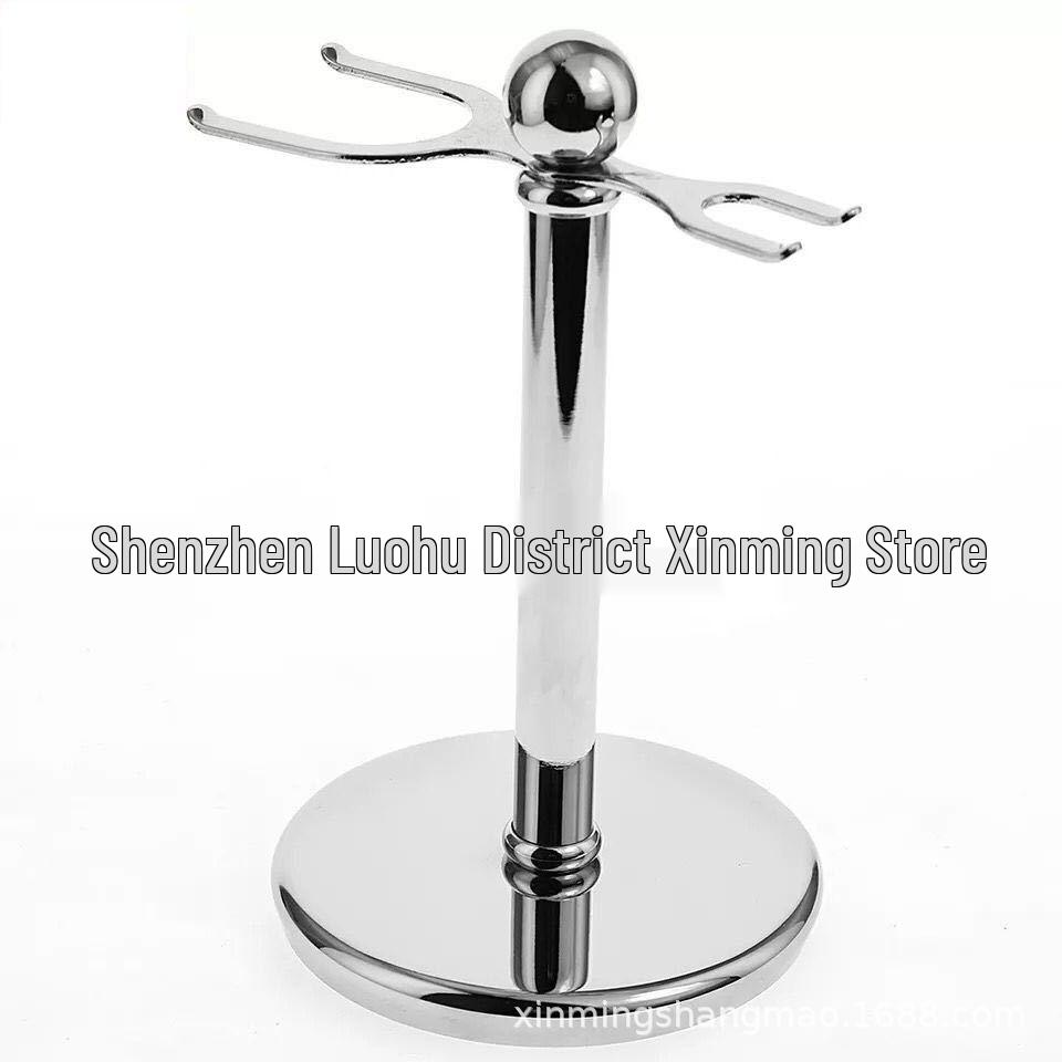 Classic Manual Shaving Kit: Razor, Brush, Metal Stand, Black Men's Grooming Set