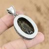 925 Silver Oval Natural Moroccan Mud Crack Fossil Mother Vintage Pendant Jewelry