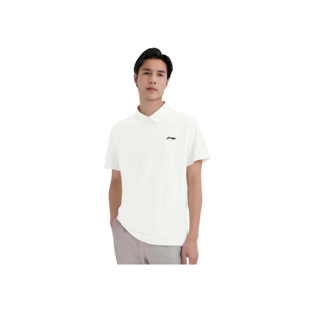 Li-Ning Breathable Solid Color Logo Short Sleeve Polo Shirt Men tops White APLV039-10