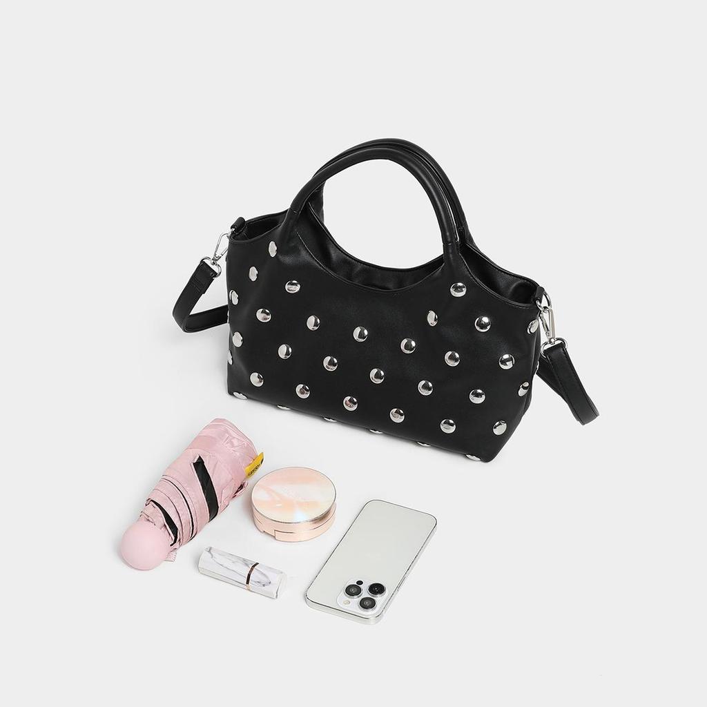 Trendy Minimalist Rivet Shoulder Bag: Versatile Vintage-Style Handbag for Women