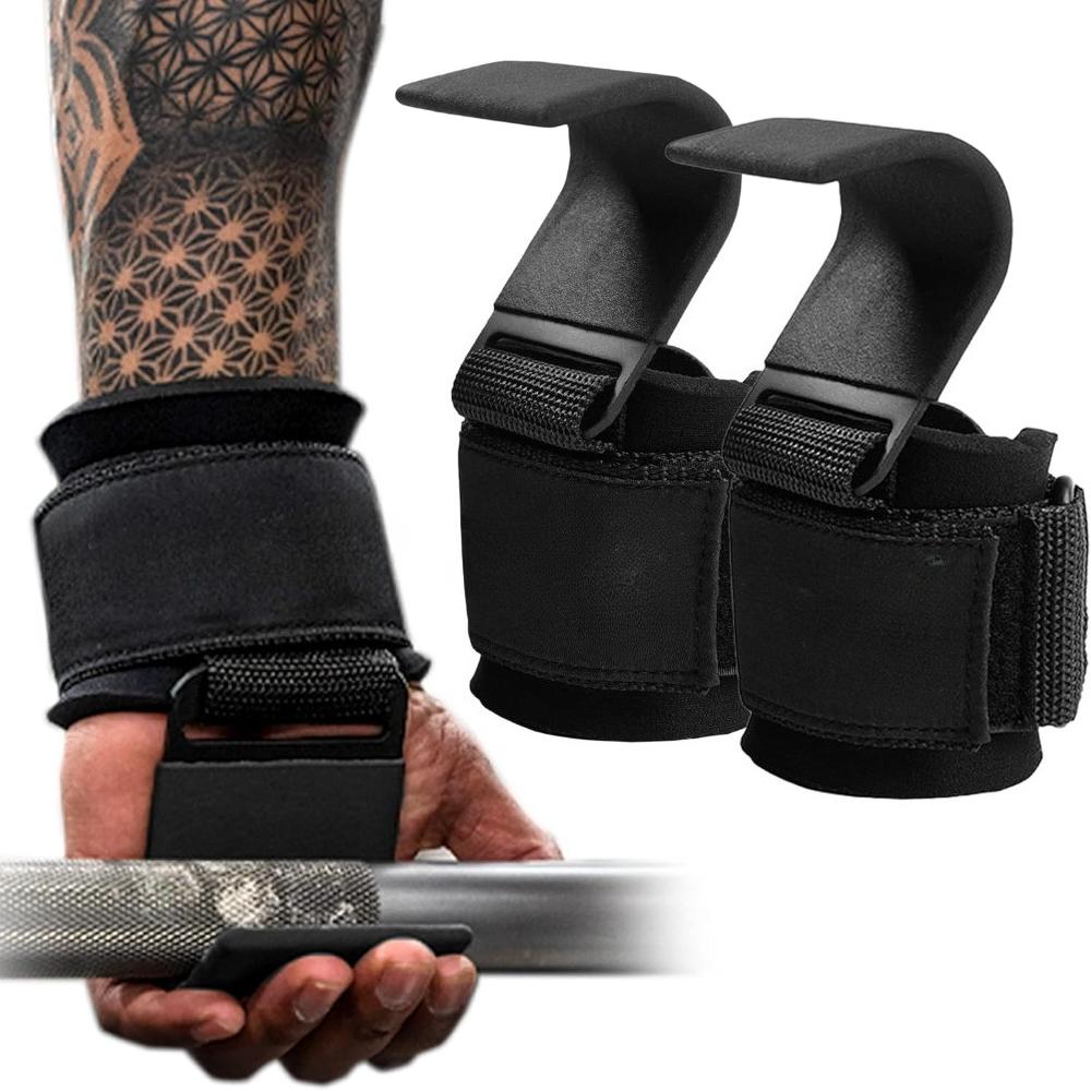 Weight Lifting Hooks (Pair), Heavy Duty Power Wrist Straps Hand Grip Support for Deadlifts, Pull Ups, Shrugs - Gym Gloves for Men and Women
