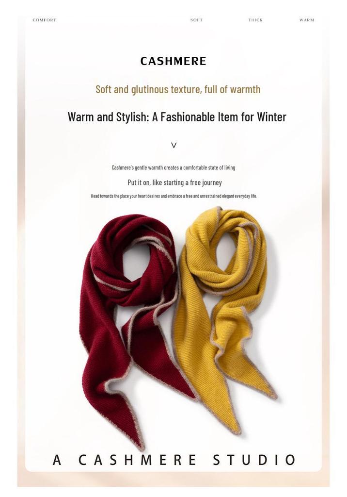 Women's 100% Pure Cashmere Color Block Scarf - Warm Autumn/Winter Knit Neck Protector
