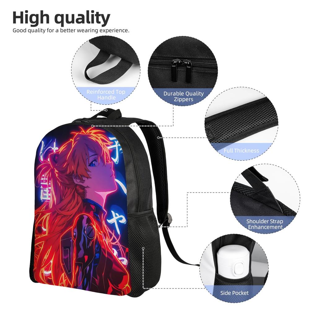 Zaino Neon Genesis Evangelion EVA borsa ita Asuka zaino Kawaii Lavoro Ufficio Grande Capacità Rucksack