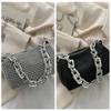 Chain Rhinestone Handbag Large Capacity Women Shoulder Bag Simple Small Square Bag  Party