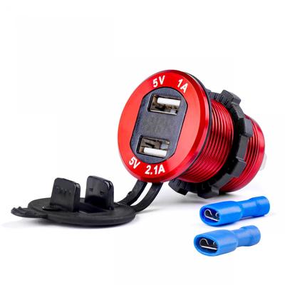 Waterproof Charger with Voltage Tester 2x USB 12V 24V MOD-11 AMIO-02861