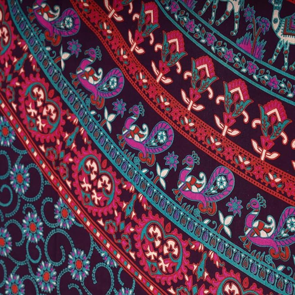 Bless International Beautiful Indian Bohemian Psychedelic Hippie Tree of Life Window Curtain Panels for Bedroom, Living(Pink Elephant Mandala)