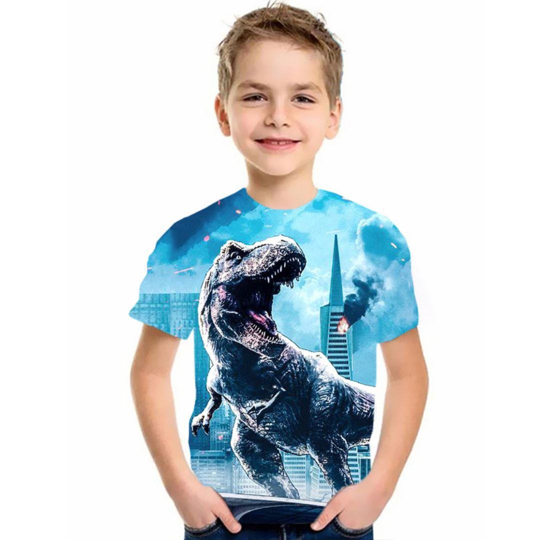 

Футболки для детей с принтом динозавра Юрского периода тираннозавра рекса на возраст от 1 до 10 лет, детская повседневная одежда с рисунком для мальчиков и девочек, футболка 140 cm