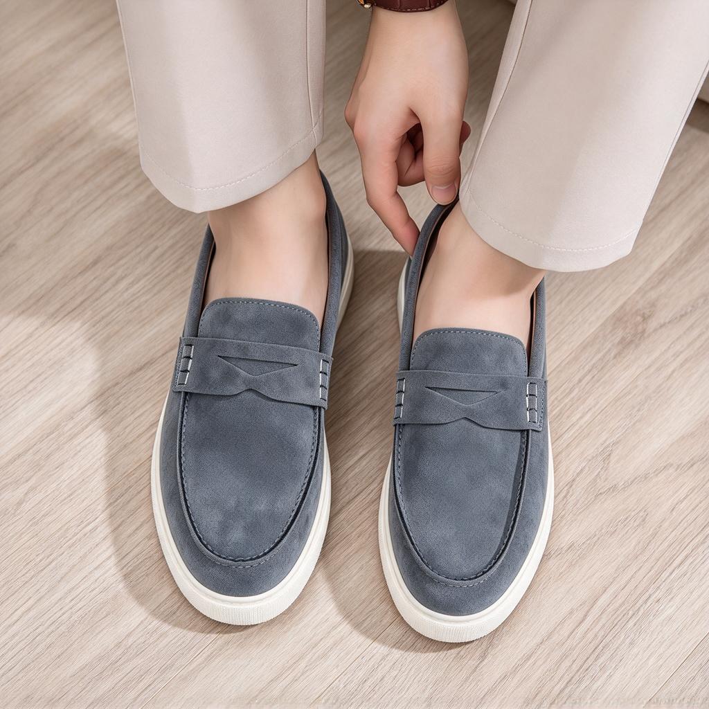 Herren Penny Wildleder Mokassins zum Hineinschlüpfen Dicke Sohle Freizeit Flach Tägliche Laufschuhe