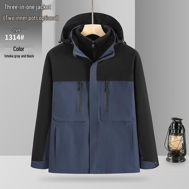 

Ветровка 3-в-1 Silver Fox с цветными блоками: Съемная, водонепроницаемая и ветрозащитная зимняя куртка для хайкинга. L