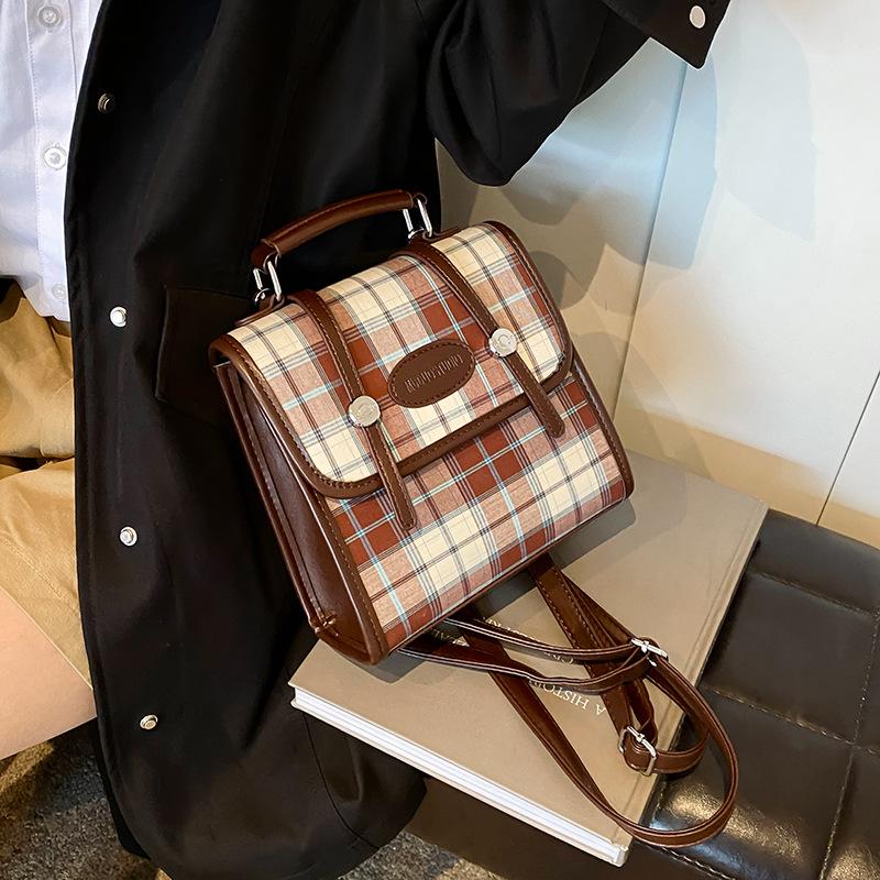 Bag Women'S Vintage College Style Shoulder Bag Large Capacity Student Class Small Square Bag