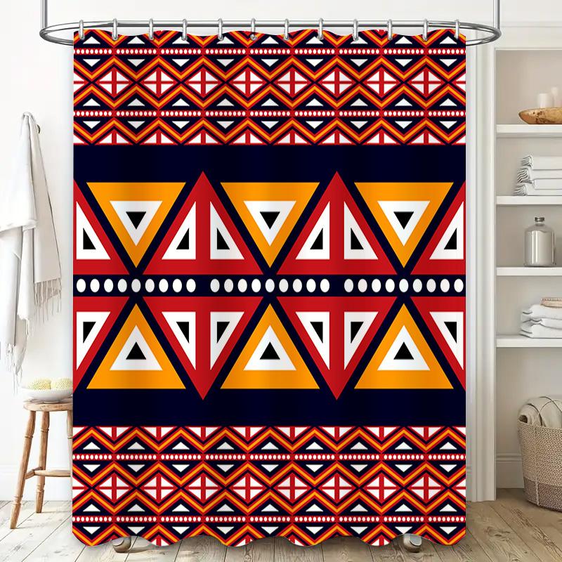 Colorful Geometric Pattern Shower Curtain Modern Design for Bathroom Decor