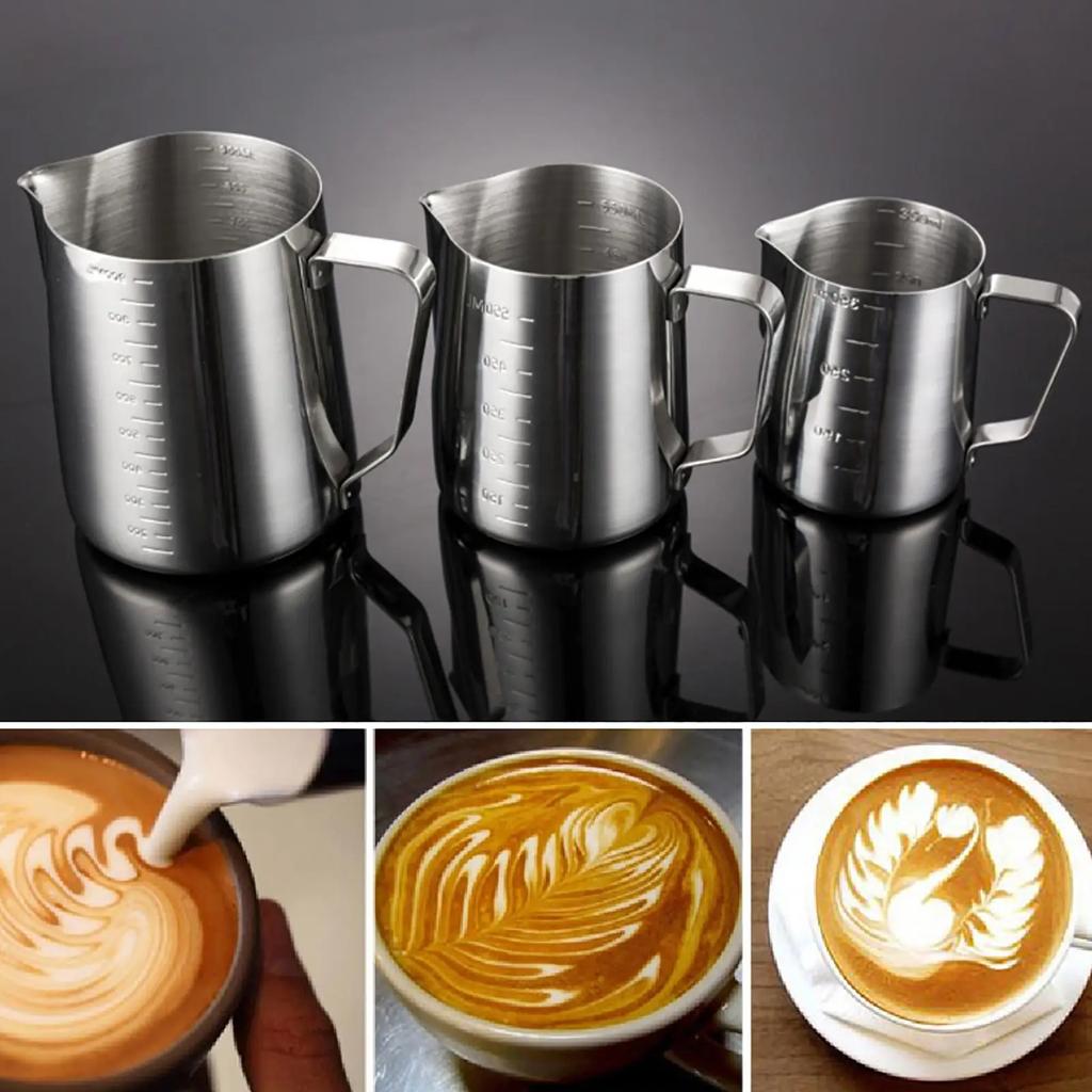 350/600/1000ML Stainless Steel DIY Coffee Tool Pot Milk Foam Craft Pitcher Cup Coffee Etching Cylinder Milk Foam Cup Coffee Pot