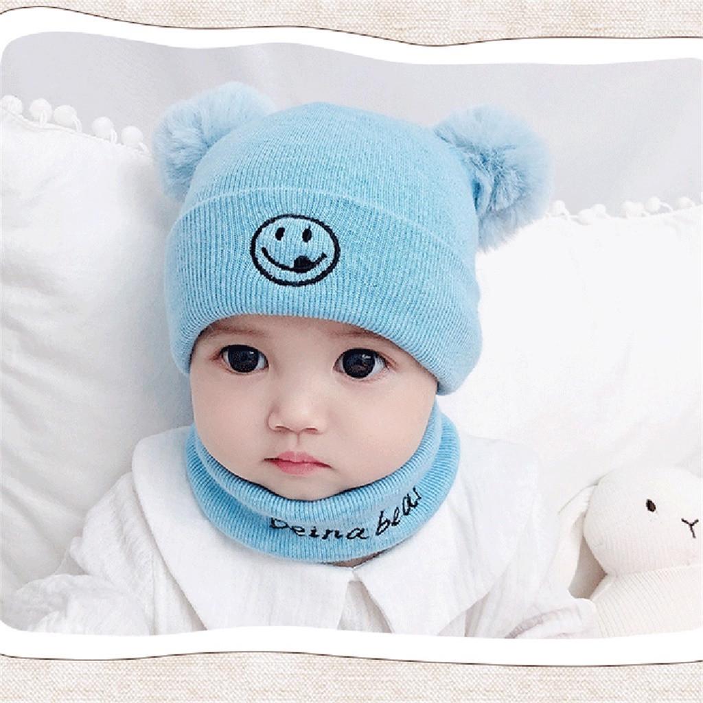 Children's Knit Hat Warm Scarf Wool Hat Two-piece