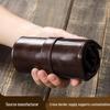 Oil Wax Cowhide Six-Watch Tie-Up Leather Travel Pouch