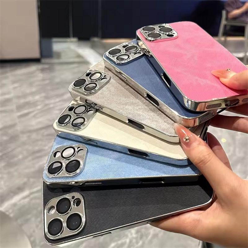 Luxus Gewaschene Farbe Vintage Cowboy Handyhülle iPhone17 16 15 14 13 12 11 Pro Max Plus Vergoldung Kameraobjektiv Schutz Stoßfeste Hülle