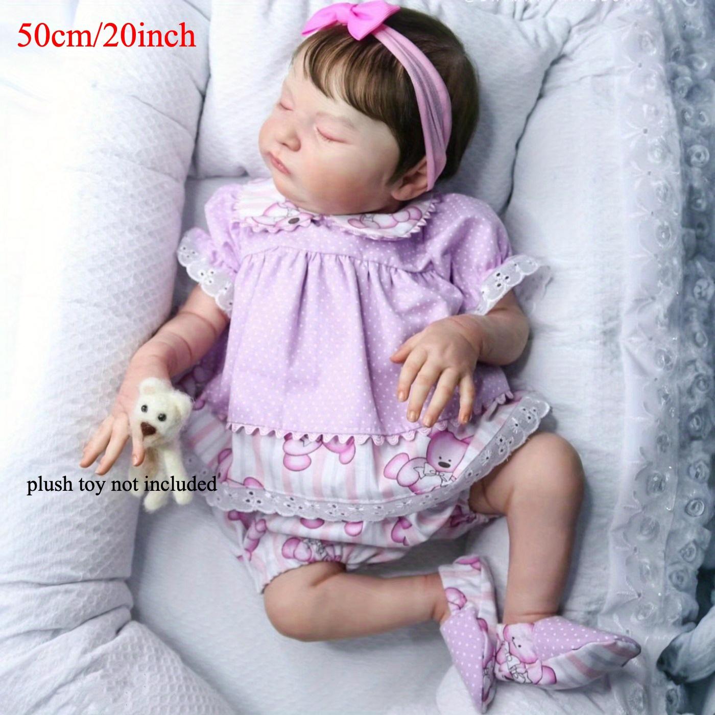 

BZDOLL 50cm Asleep Laura Soft Vinyl Reborn Baby with 3D-paint Skin and Visible Veins, 20inch Bebe Doll Girl Art Toy Princess Birthday Gift cloth body doll