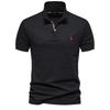 Men's Korean-Style Casual Embroidered Polo Shirt Solid Color Button Lapel Short-Sleeve Top