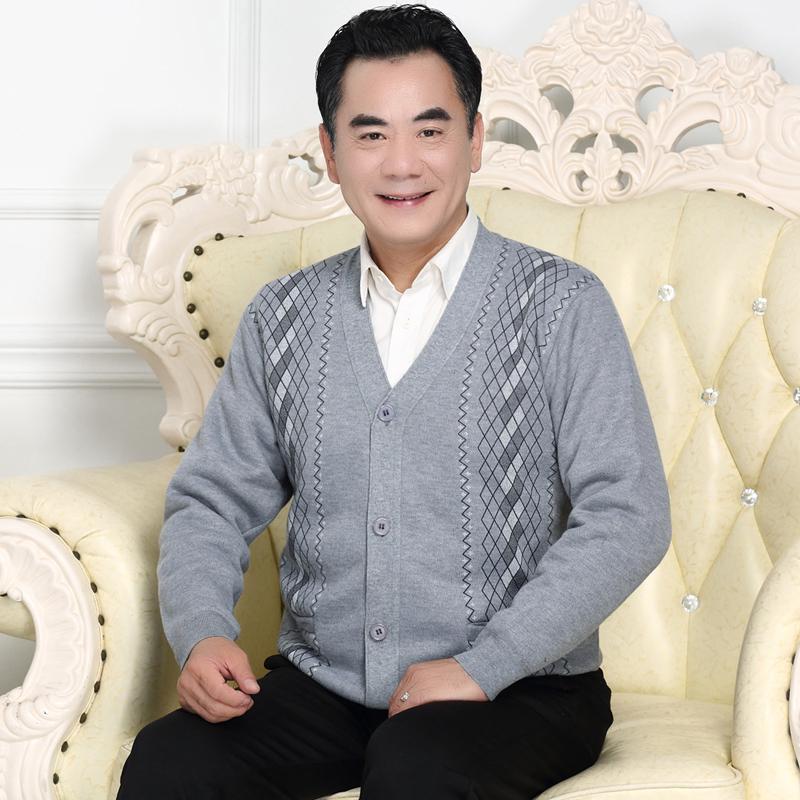 Men's Fleece-Lined Round-Neck Sweater for Autumn/Winter - Warm Knitted Base Layer for Dad or Grandpa