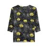 Women Casual Loose Fit Short Sleeve T Shirt Round Neck Lightweight Halloween Pumpkin Web Pattern Top