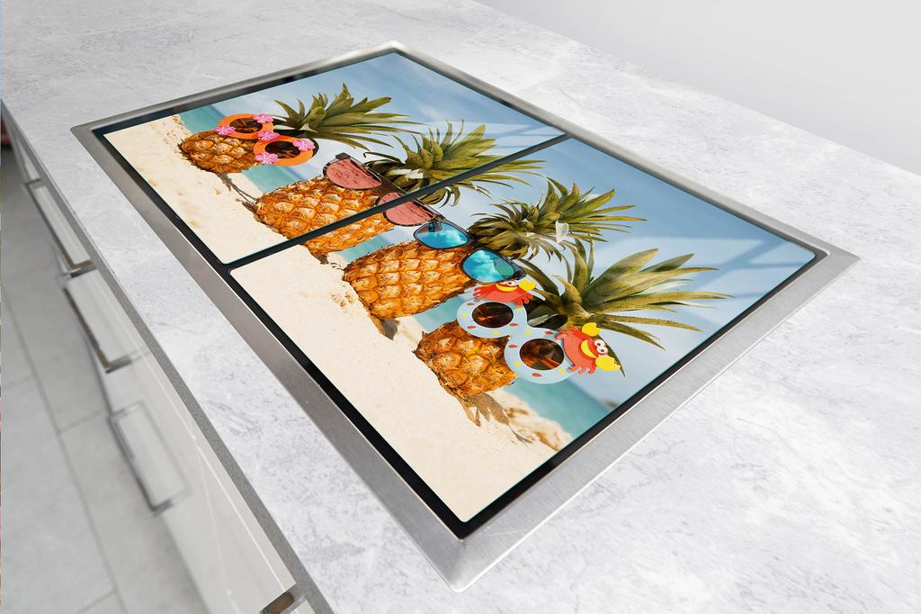 SZKLANA PŁYTA OCHRONNA NA KUCHENKĘ 70x52 ANANAS