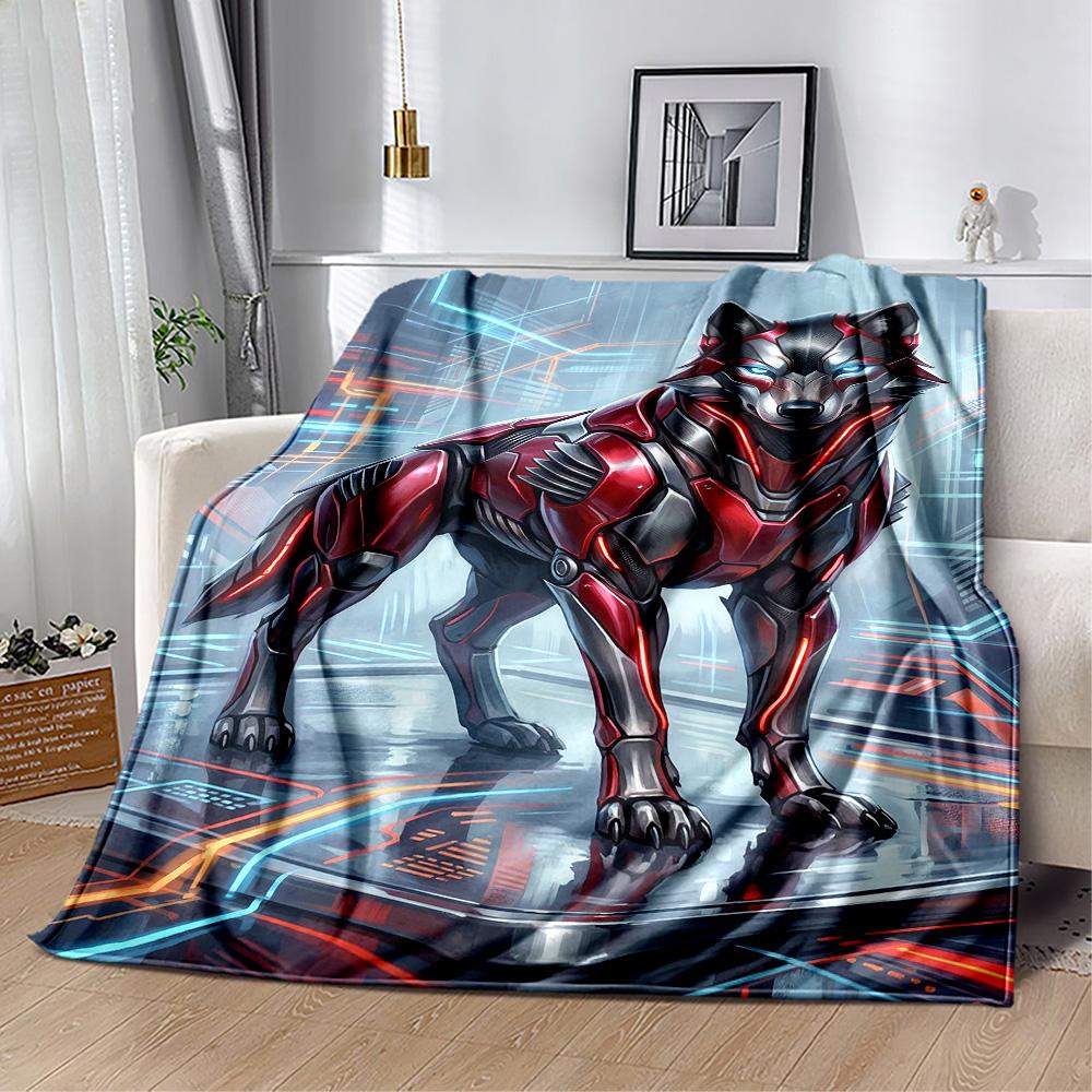 Wolf Moon Reflection Blanket,Suitable for sofas, offices, travel, living rooms, Gifts to relatives and friends, Blanket,Suitable for all seasons.