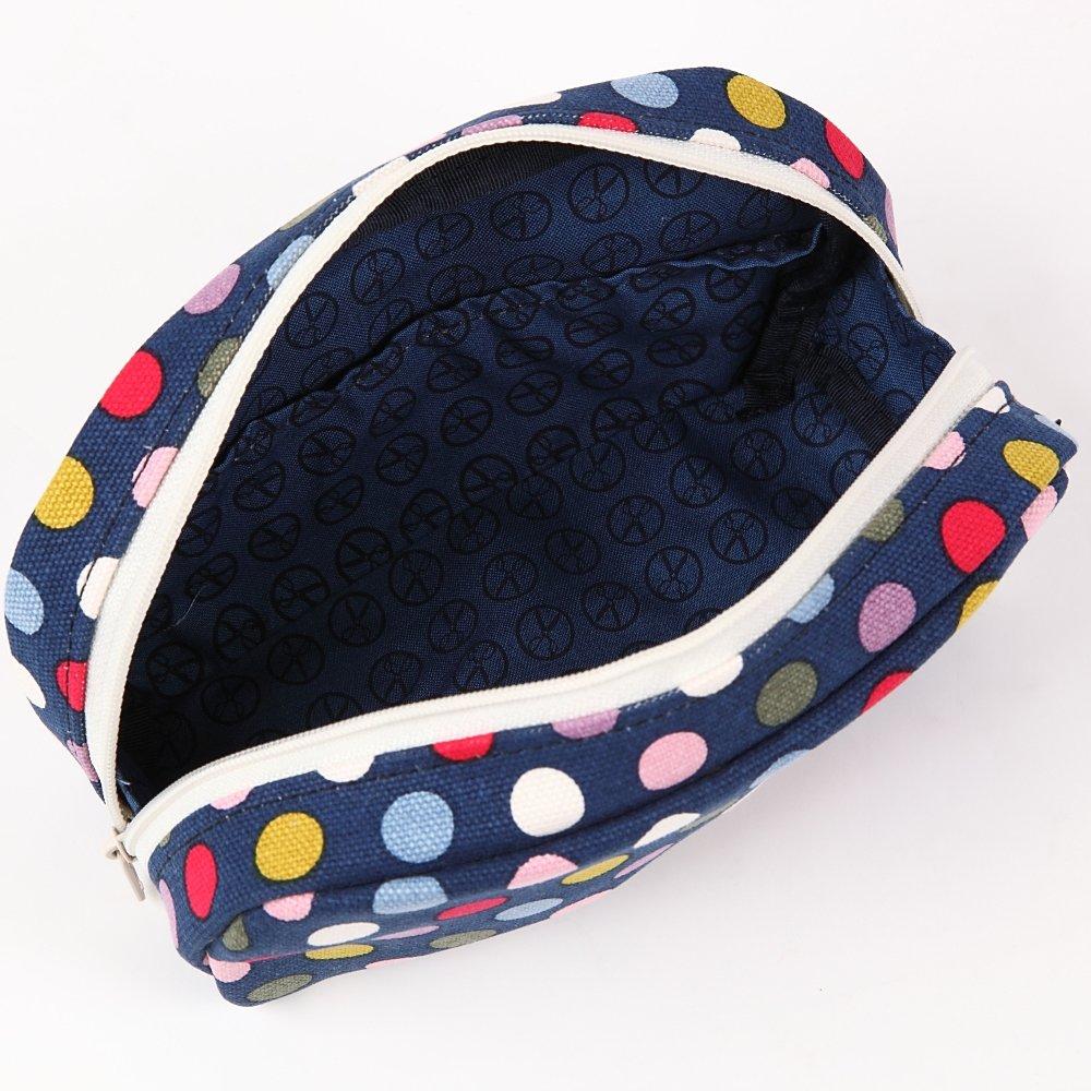 Maeda Senko Goshiki Series Horizontal Navy X W18 X D6cm Hanpu-do [KYOTO JAPAN] Five-Color Pouch, Five-Color Dots Blue, Size Approx. H8.5