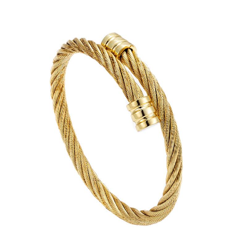 Men's Hip-Hop Punk Titanium Steel Rope Bracelet - Elastic and Fashionable Jewelry