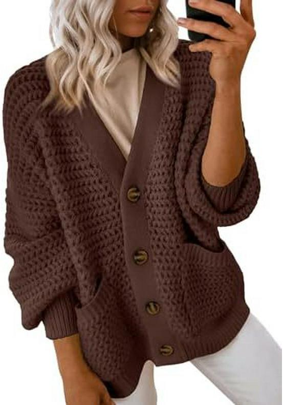 Women's 2024 Casual Chunky Knit Open-Front Cardigan Sweater