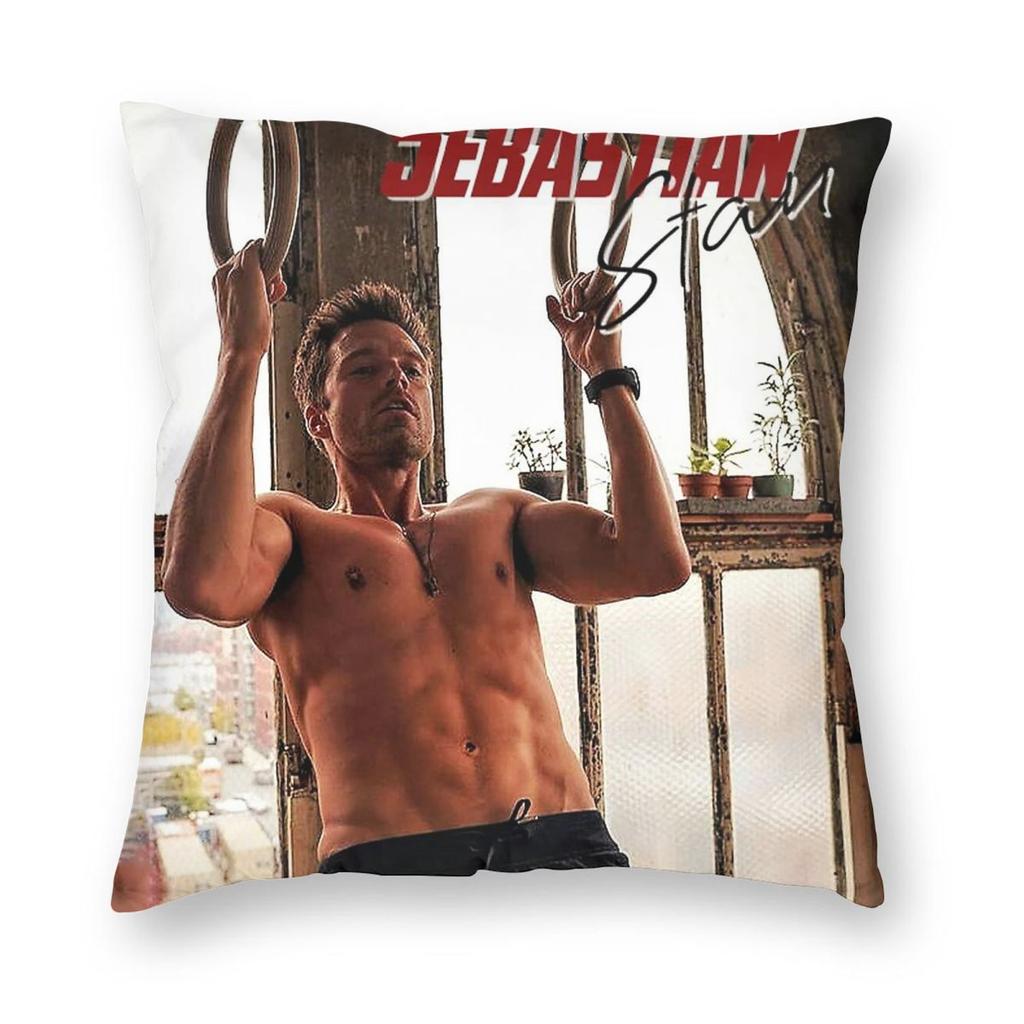 Sebastian Stan Rings Workout Square Pillowcase Polyester Linen Velvet Creative Zip Decorative Pillow Case Sofa Cushion Cover