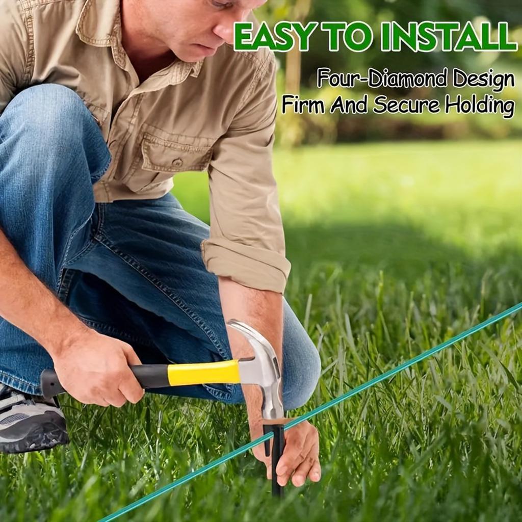 Plastic Garden Stakes for Lawn Edging Cable Fastening Durable Landscape Pins for Boundary Marking and Wire Securing with Sharp Point Design